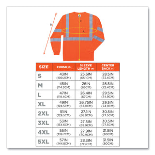 GloWear 8391 Class 3 Hi-Vis Long Sleeve Shirt, Polyester, Orange, Large, Ships in 1-3 Business Days
