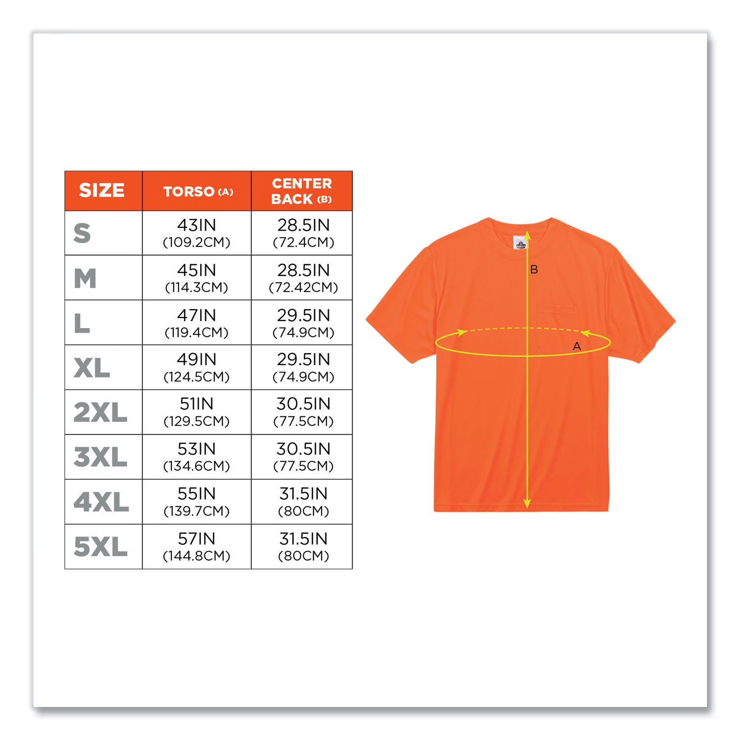 GloWear 8089 Non-Certified Hi-Vis T-Shirt, Polyester, X-Large, Orange, Ships in 1-3 Business Days