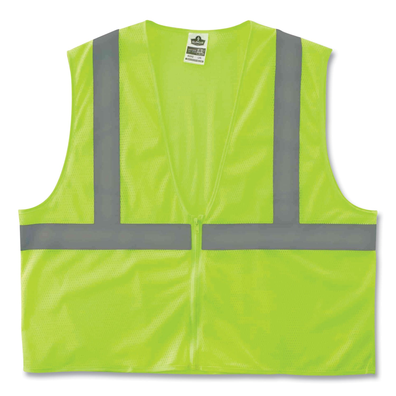 GloWear 8205Z Class 2 Super Economy Mesh Vest, Polyester, Lime, Large/X-Large, Ships in 1-3 Business Days