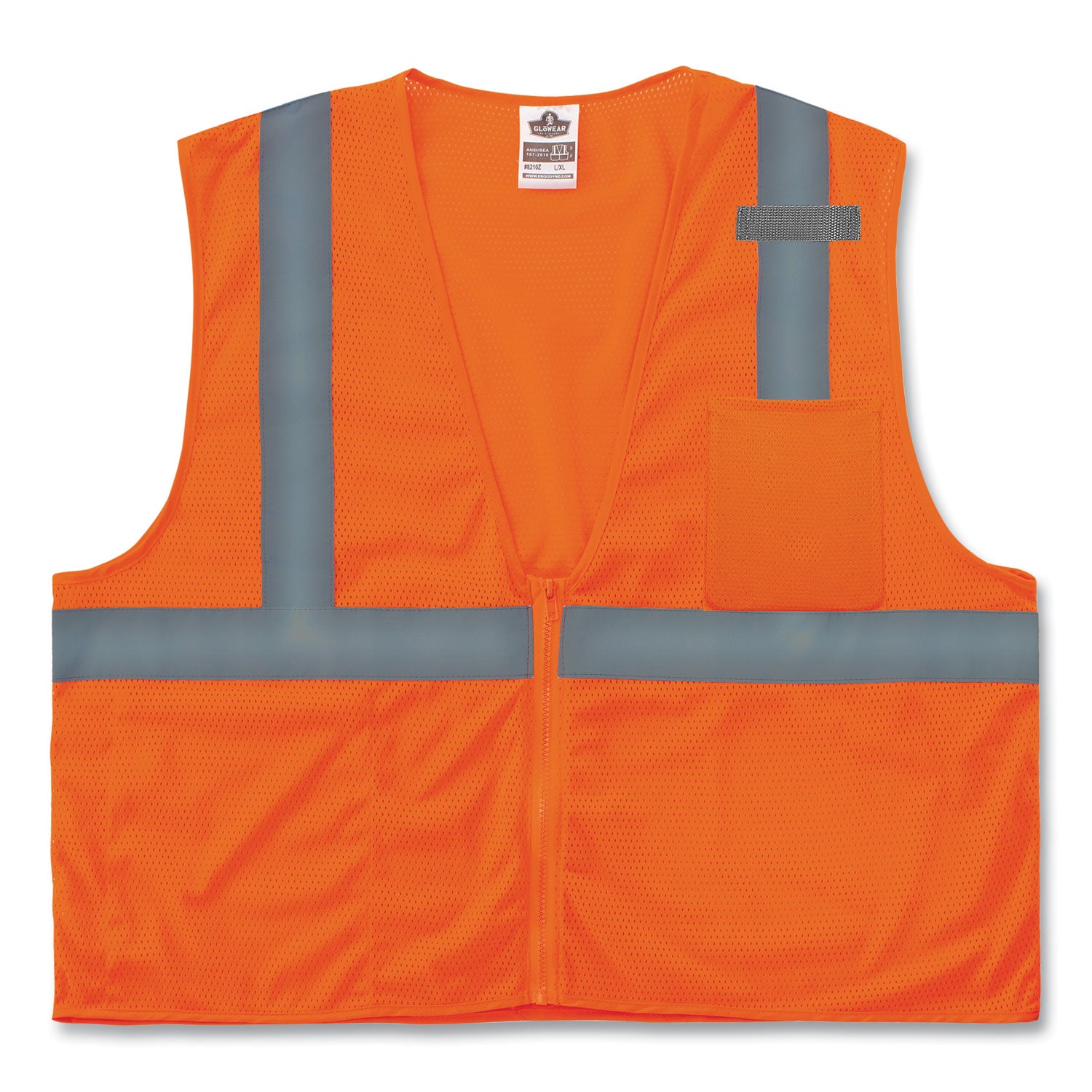 GloWear 8210Z Class 2 Economy Mesh Vest, Polyester, Orange, X-Small, Ships in 1-3 Business Days