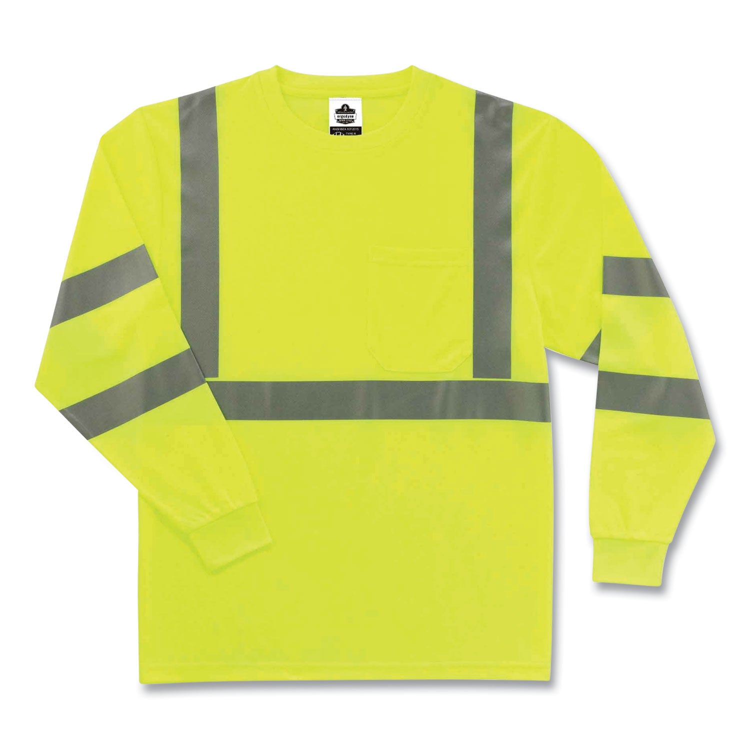 glowear-8391-class-3-hi-vis-long-sleeve-shirt-polyester-lime-4x-large-ships-in-1-3-business-days_ego21708 - 1