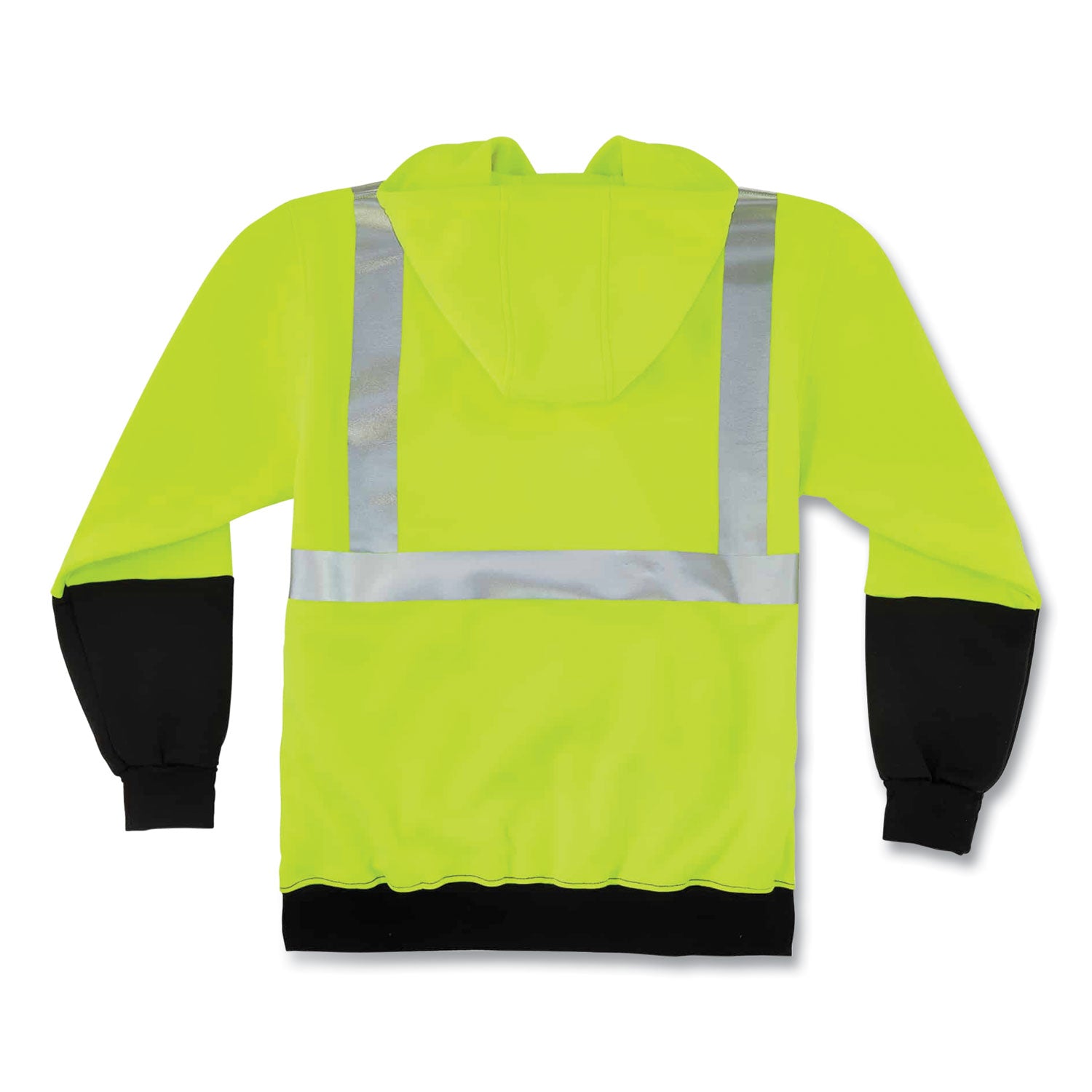 GloWear 8293 Hi-Vis Class 2 Hooded Sweatshirt Black Bottom, Polar Fleece, Small, Lime, Ships in 1-3 Business Days