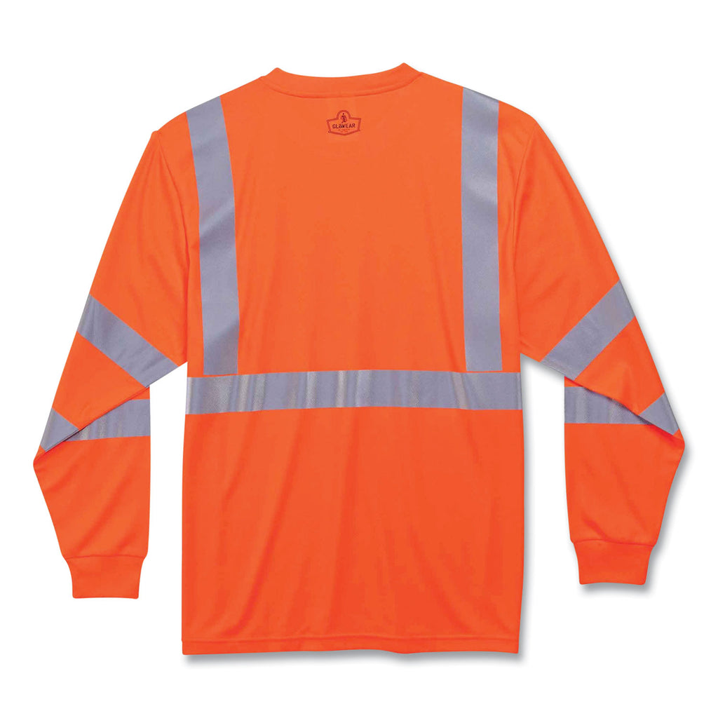 GloWear 8391 Class 3 Hi-Vis Long Sleeve Shirt, Polyester, Orange, Small, Ships in 1-3 Business Days