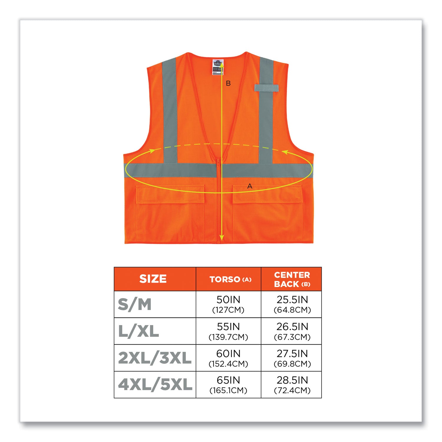 GloWear 8225Z Class 2 Standard Solid Vest, Polyester, Orange, Large/-Large, Ships in 1-3 Business Days