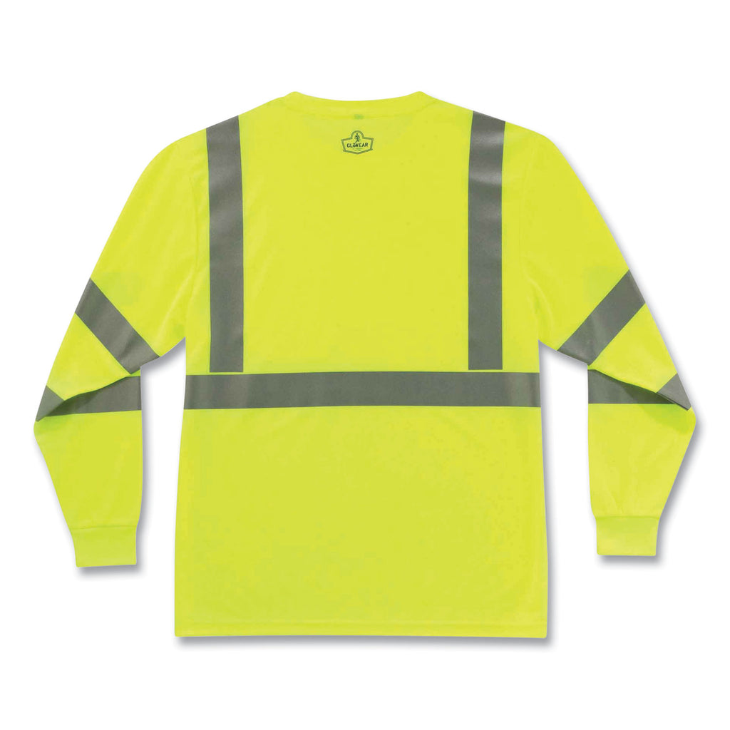 GloWear 8391 Class 3 Hi-Vis Long Sleeve Shirt, Polyester, Lime, X-Large, Ships in 1-3 Business Days