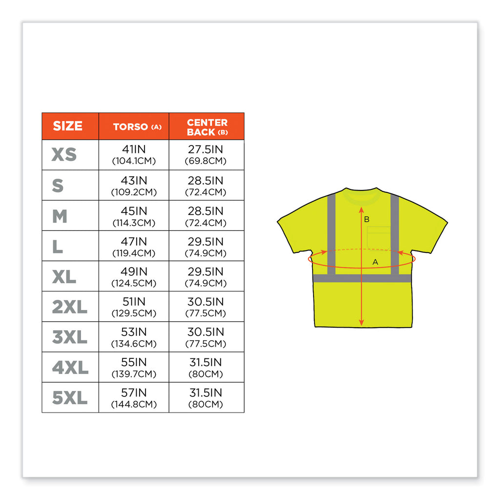 GloWear 8289 Class 2 Hi-Vis T-Shirt, Polyester, Lime, Small, Ships in 1-3 Business Days