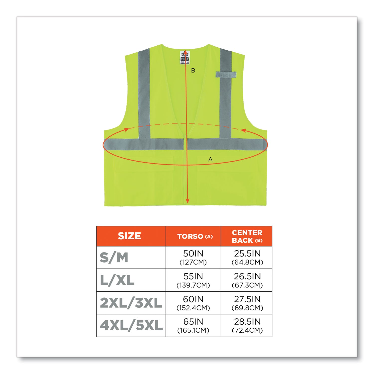 GloWear 8225Z Class 2 Standard Solid Vest, Polyester, Lime, 4X-Large/5X-Large, Ships in 1-3 Business Days