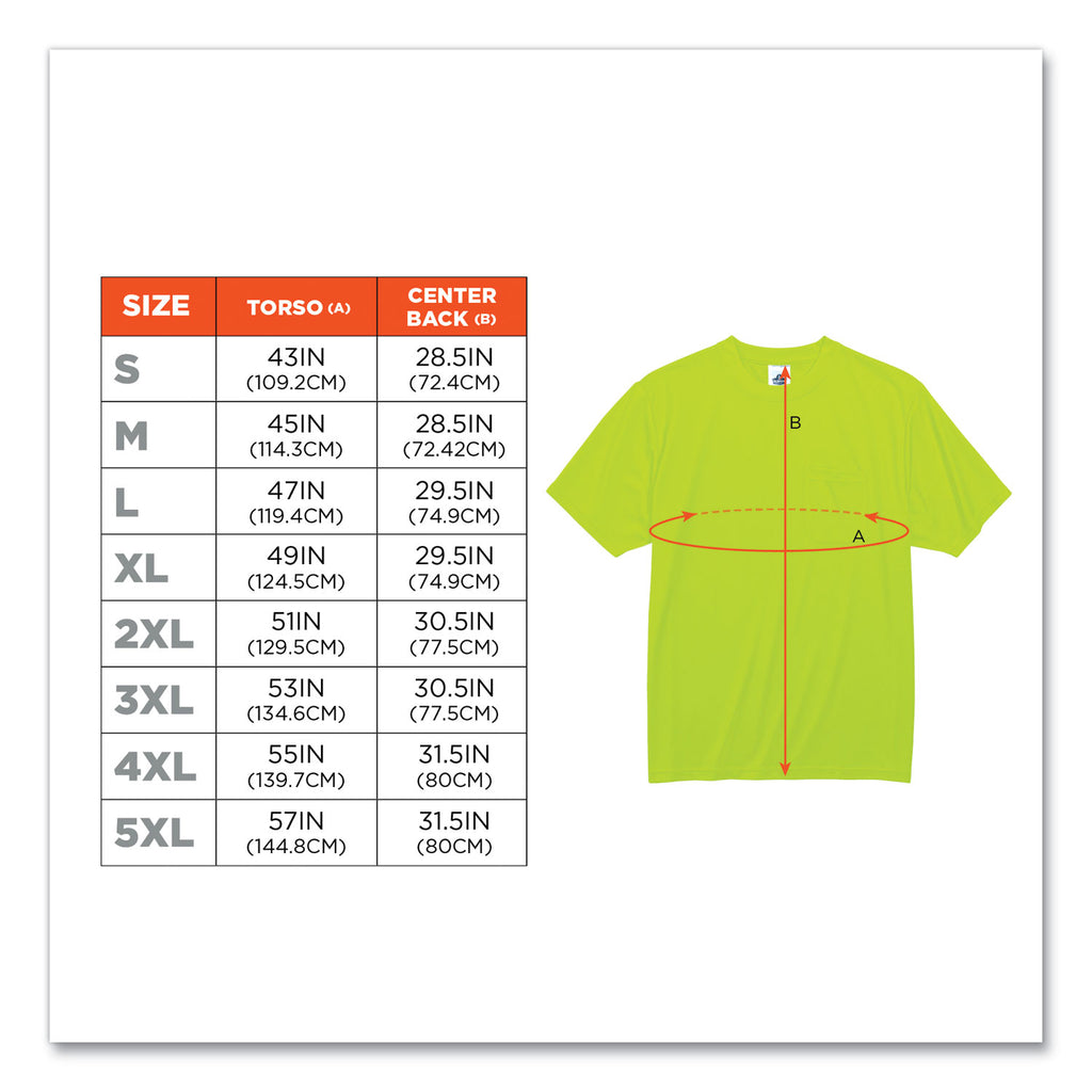 GloWear 8089 Non-Certified Hi-Vis T-Shirt, Polyester, Medium, Lime, Ships in 1-3 Business Days