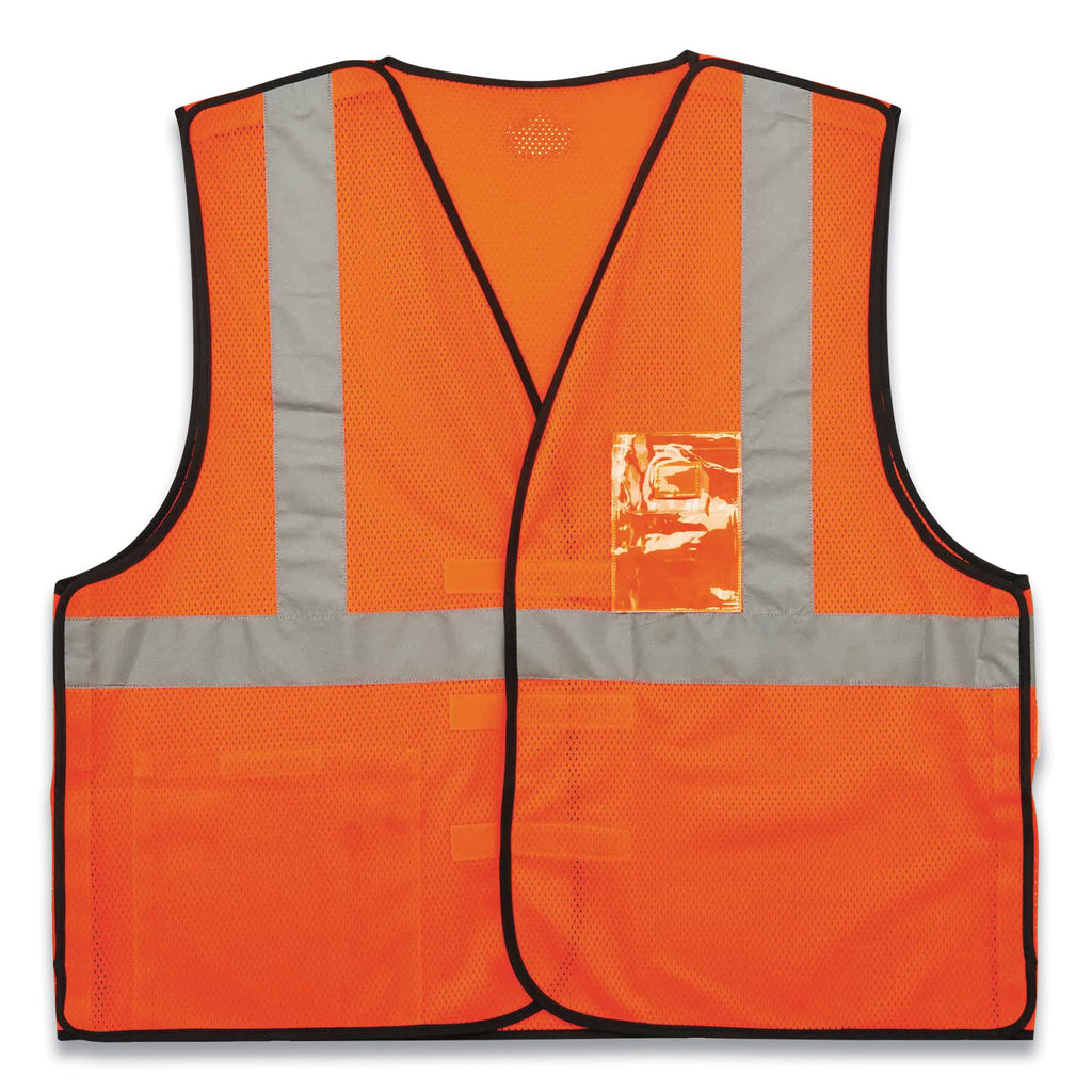 GloWear 8216BA Class 2 Breakaway Mesh ID Holder Vest, Polyester, Large/X-Large, Orange, Ships in 1-3 Business Days
