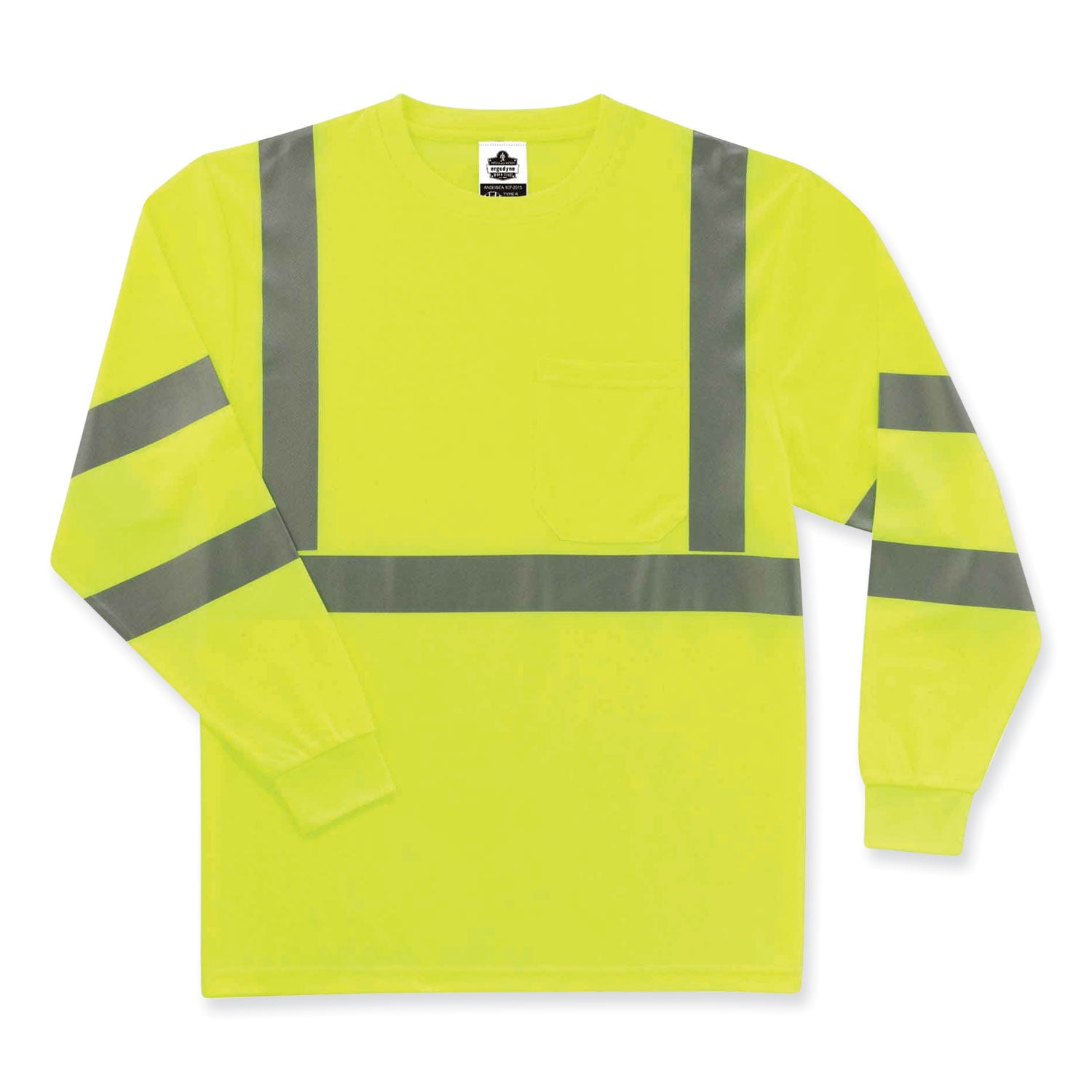 glowear-8391-class-3-hi-vis-long-sleeve-shirt-polyester-lime-x-large-ships-in-1-3-business-days_ego21705 - 1