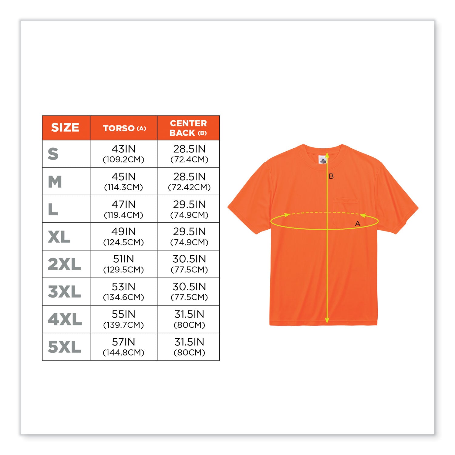 GloWear 8089 Non-Certified Hi-Vis T-Shirt, Polyester, Large, Orange, Ships in 1-3 Business Days