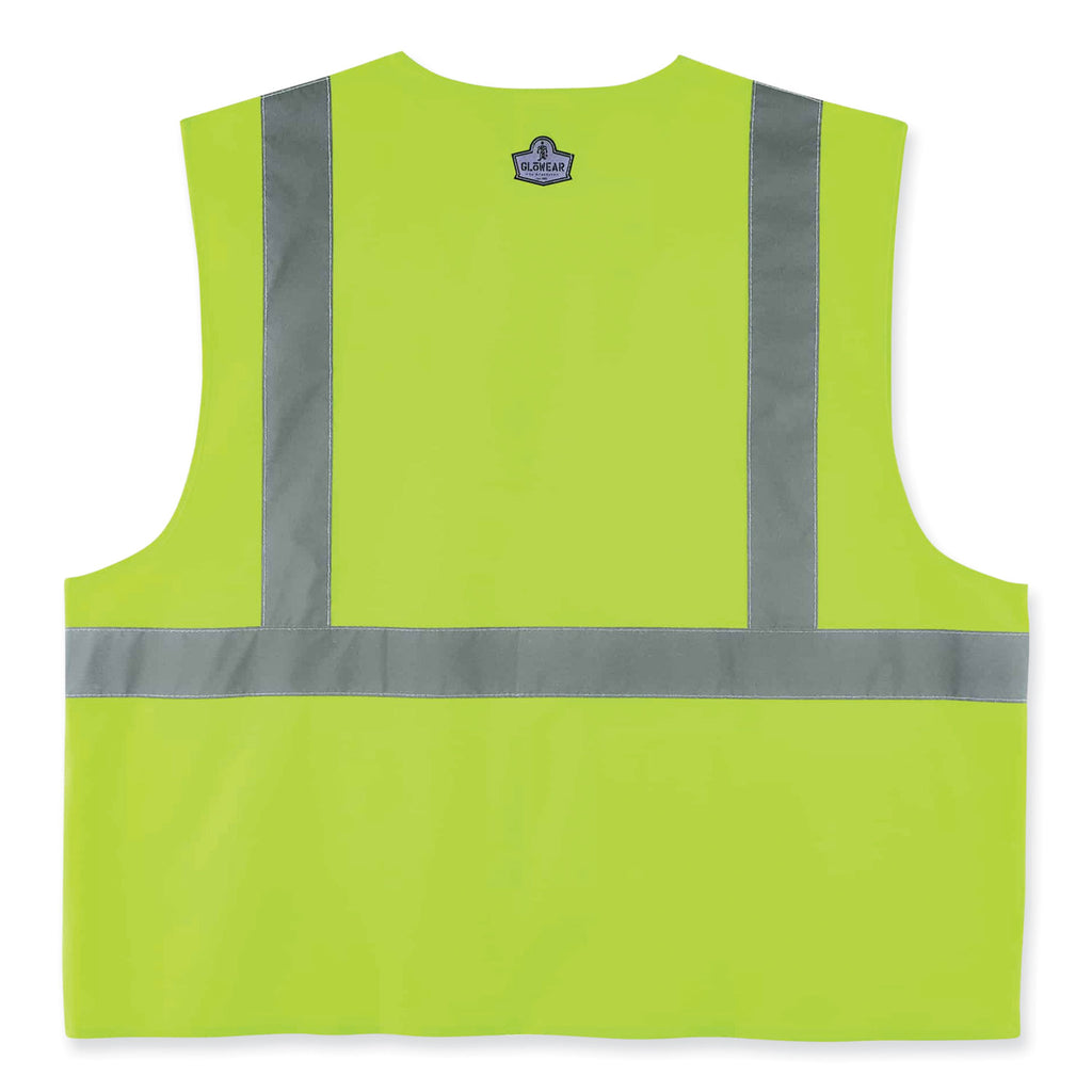 GloWear 8225HL Class 2 Standard Solid Hook and Loop Vest, Polyester, Lime, Large/X-Large, Ships in 1-3 Business Days