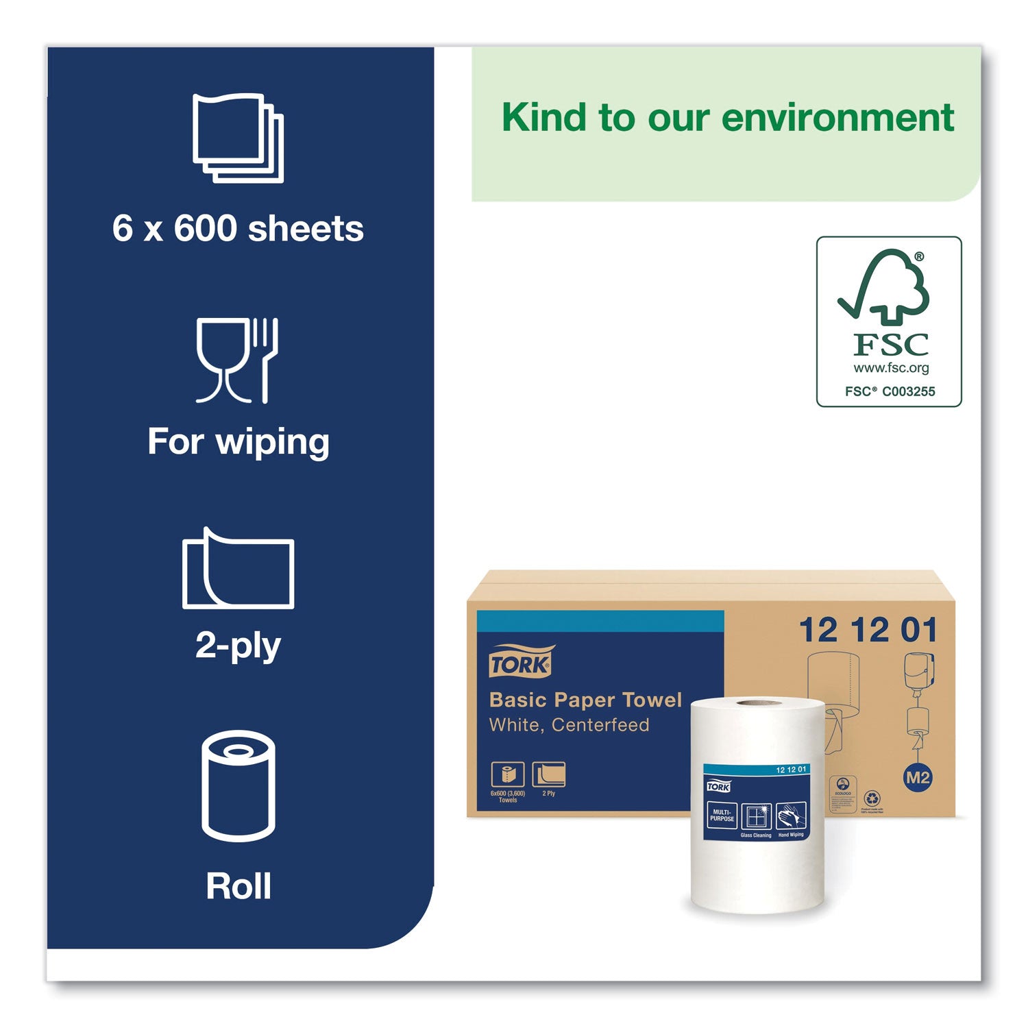 Advanced Centerfeed Hand Towel, 2-Ply, 9 x 11.8, White, 600/Roll, 6/Carton