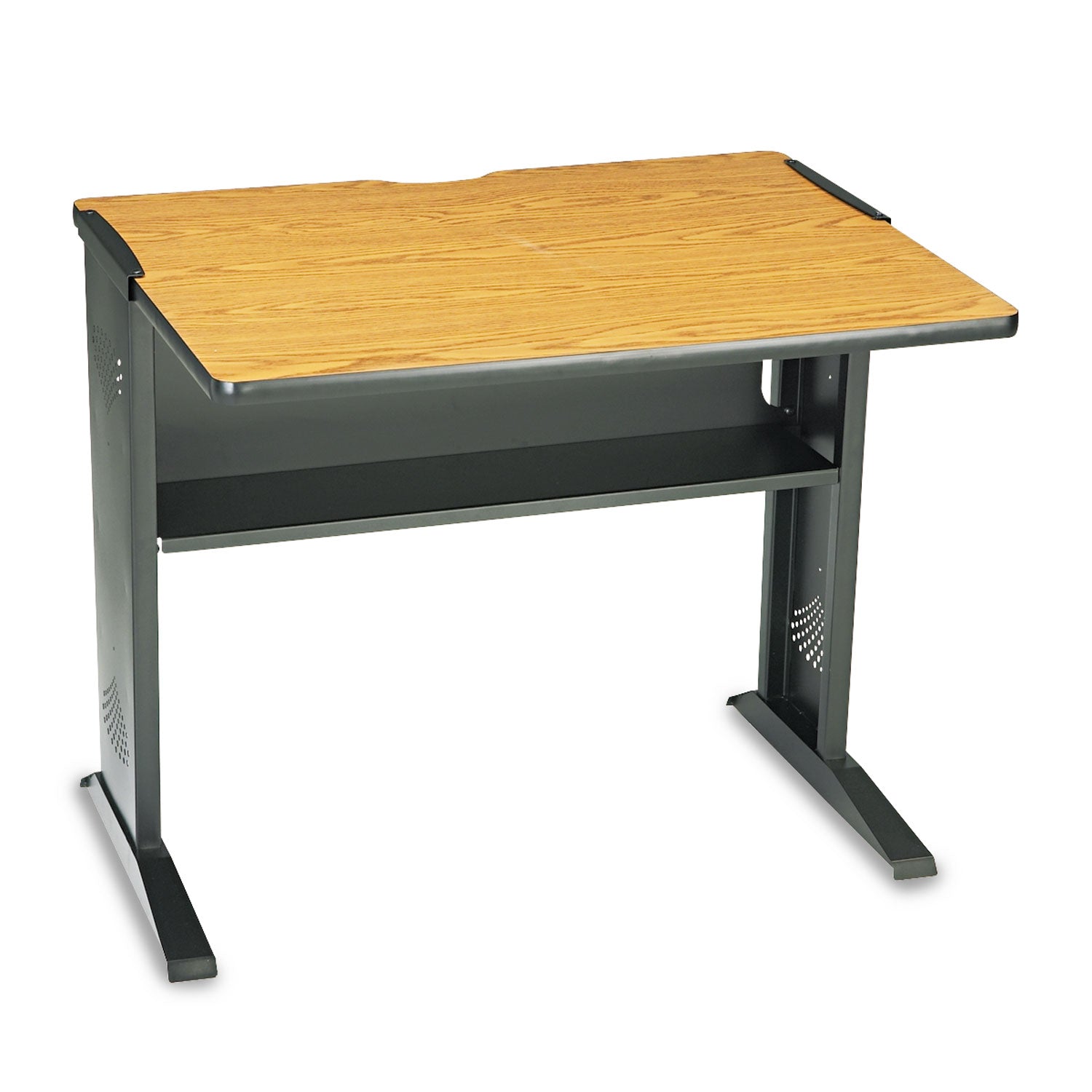 Computer Desk with Reversible Top, 35.5" x 28" x 30", Mahogany/Medium Oak/Black - 