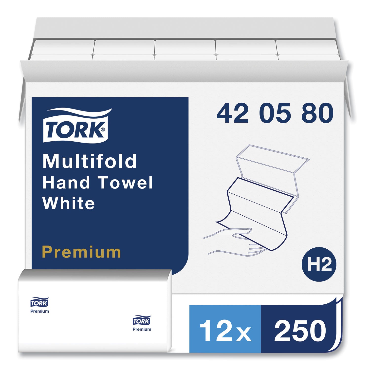 Premium Multifold Towel, 1-Ply, 9 x 9.5, White, 250/Pack, 12 Packs/Carton