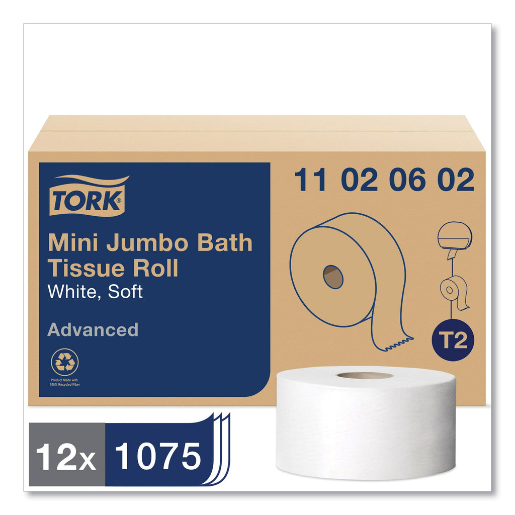 Advanced Jumbo Bath Tissue, Septic Safe, 2-Ply, White, 3.48" x 751 ft, 12 Rolls/Carton