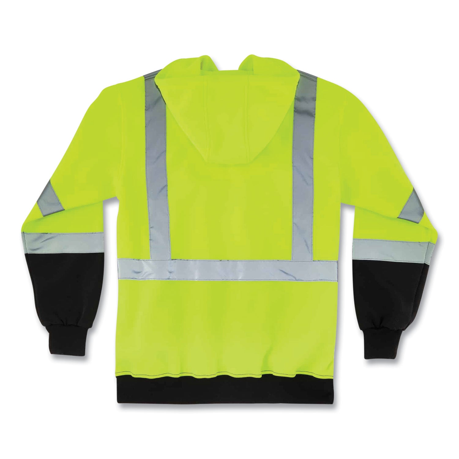 glowear-8373-hi-vis-class-3-hooded-with-sweatshirt-black-bottom-polar-fleece-lime-medium-ships-in-1-3-business-days_ego21889 - 2