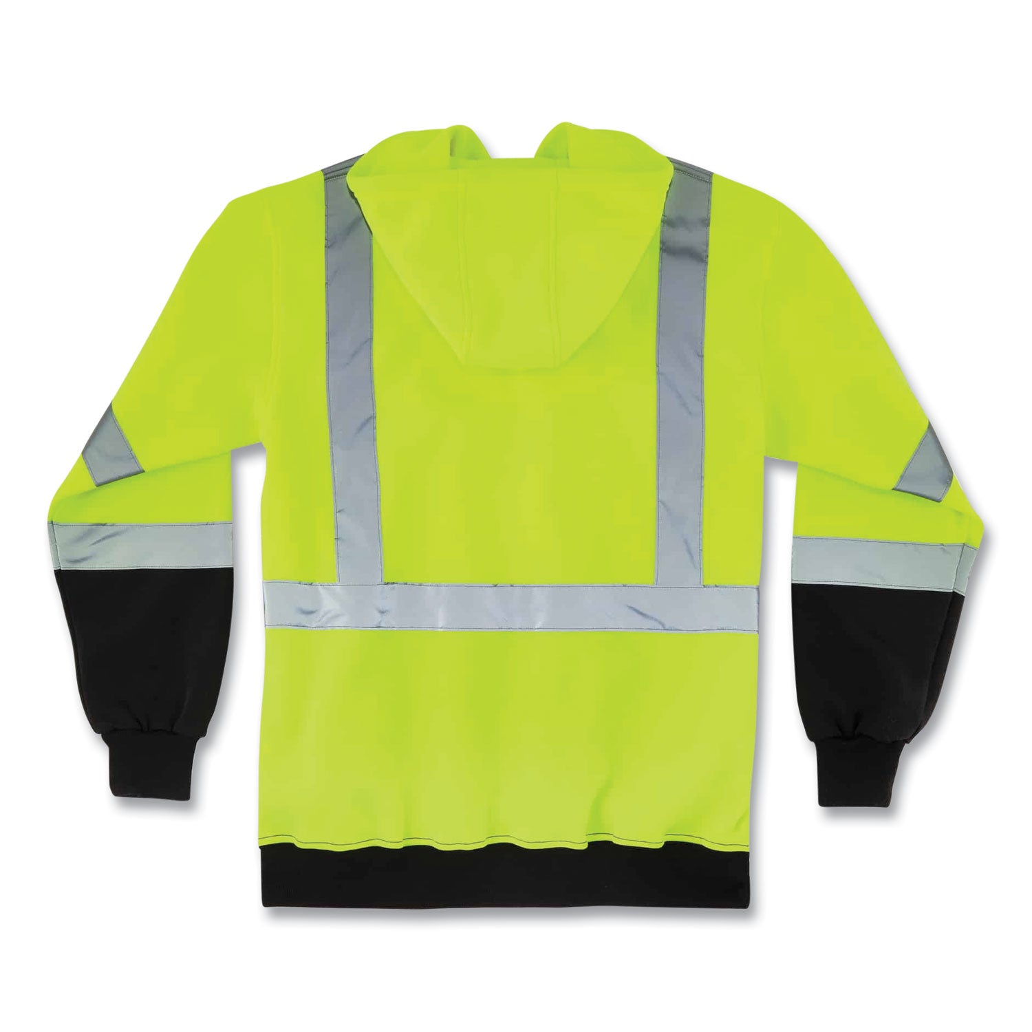 glowear-8373-hi-vis-class-3-hooded-with-sweatshirt-black-bottom-polar-fleece-lime-medium-ships-in-1-3-business-days_ego21887 - 2