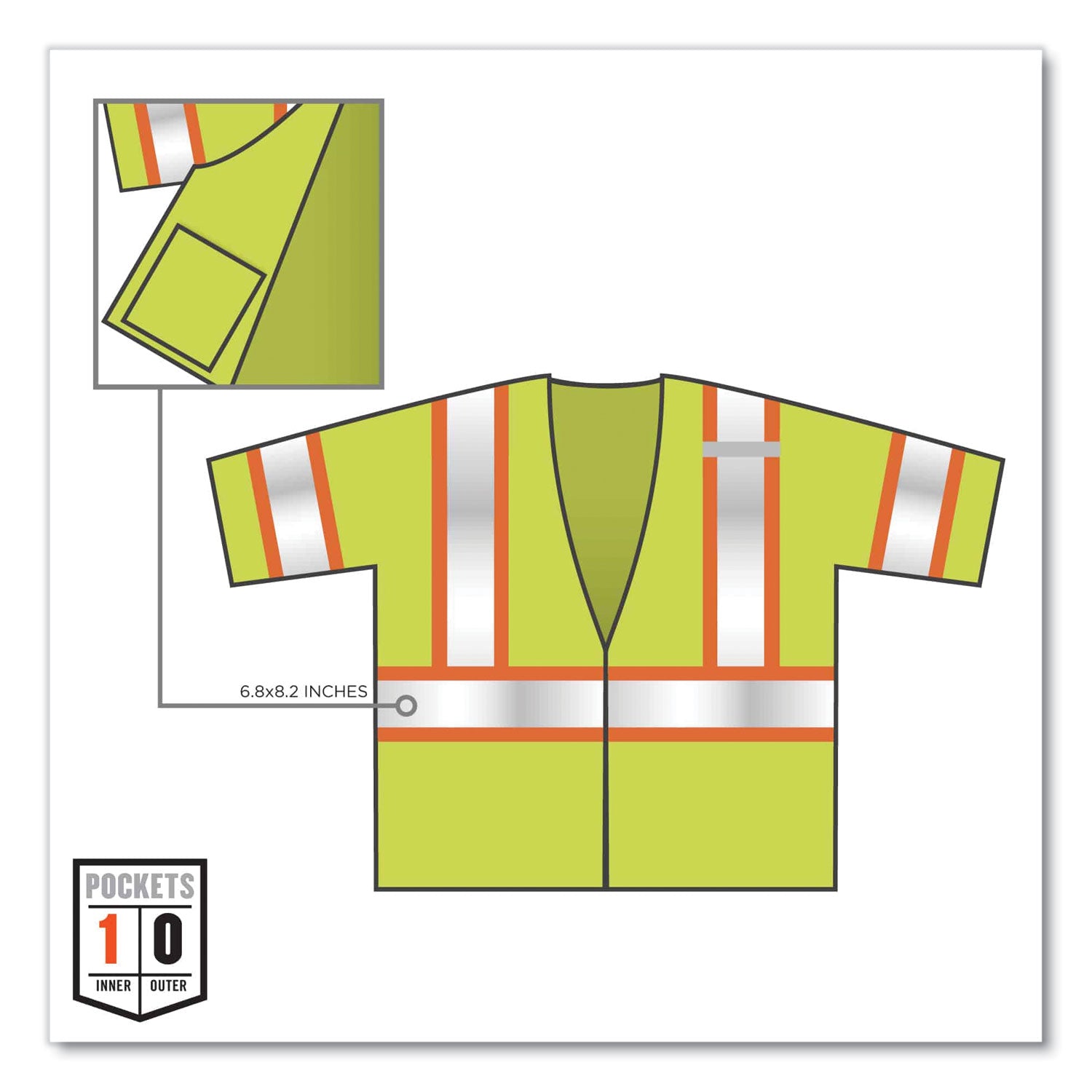 GloWear 8330Z Class 3 Two-Tone Zipper Vest, Polyester, Small/Medium, Lime, Ships in 1-3 Business Days