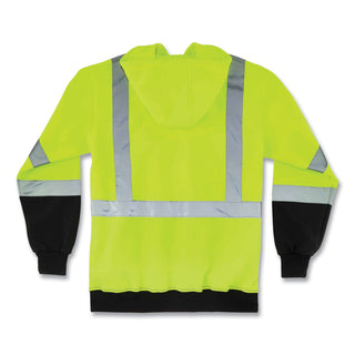 glowear-8373-hi-vis-class-3-hooded-with-sweatshirt-black-bottom-polar-fleece-lime-medium-ships-in-1-3-business-days_ego21885 - 2