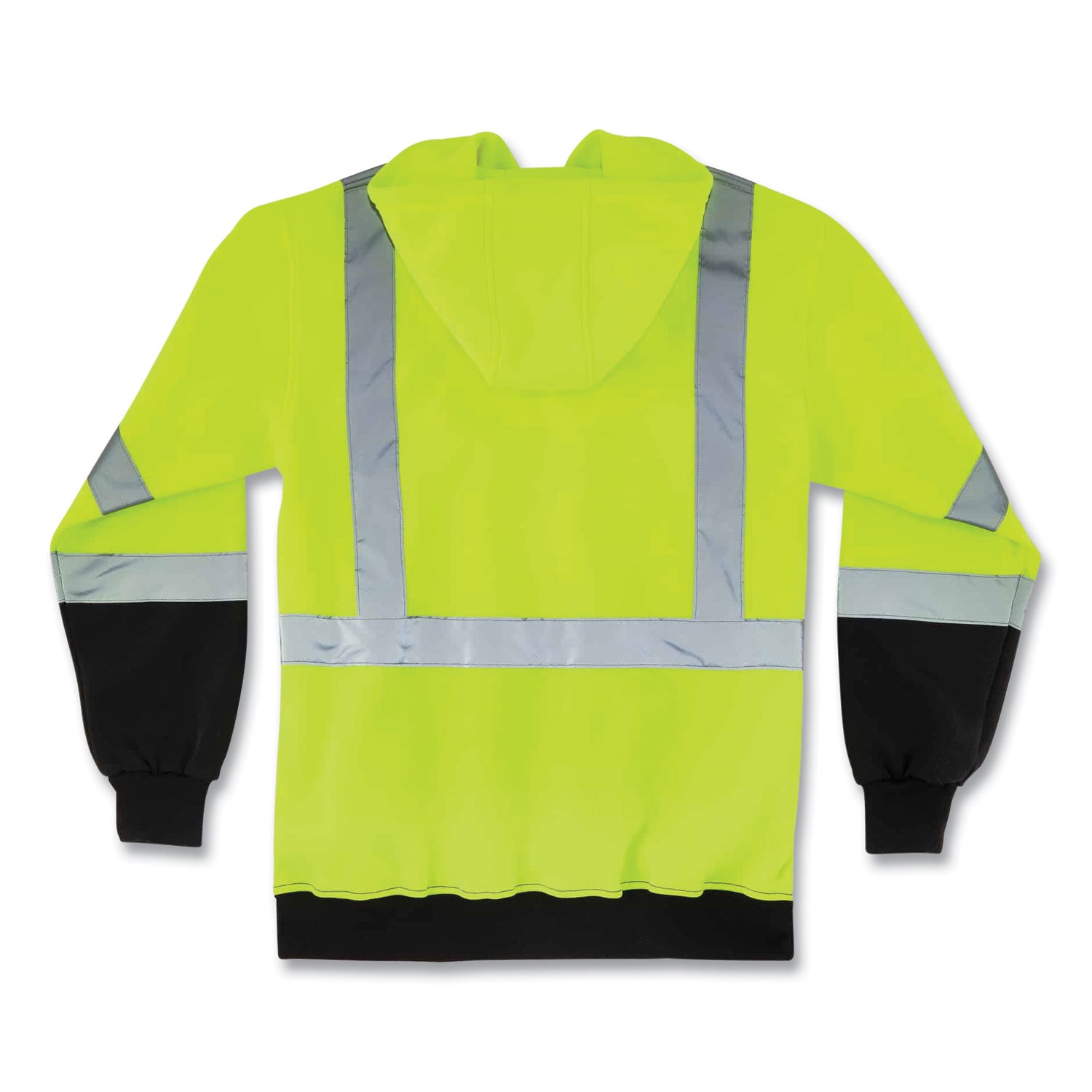 glowear-8373-hi-vis-class-3-hooded-with-sweatshirt-black-bottom-polar-fleece-lime-medium-ships-in-1-3-business-days_ego21888 - 2