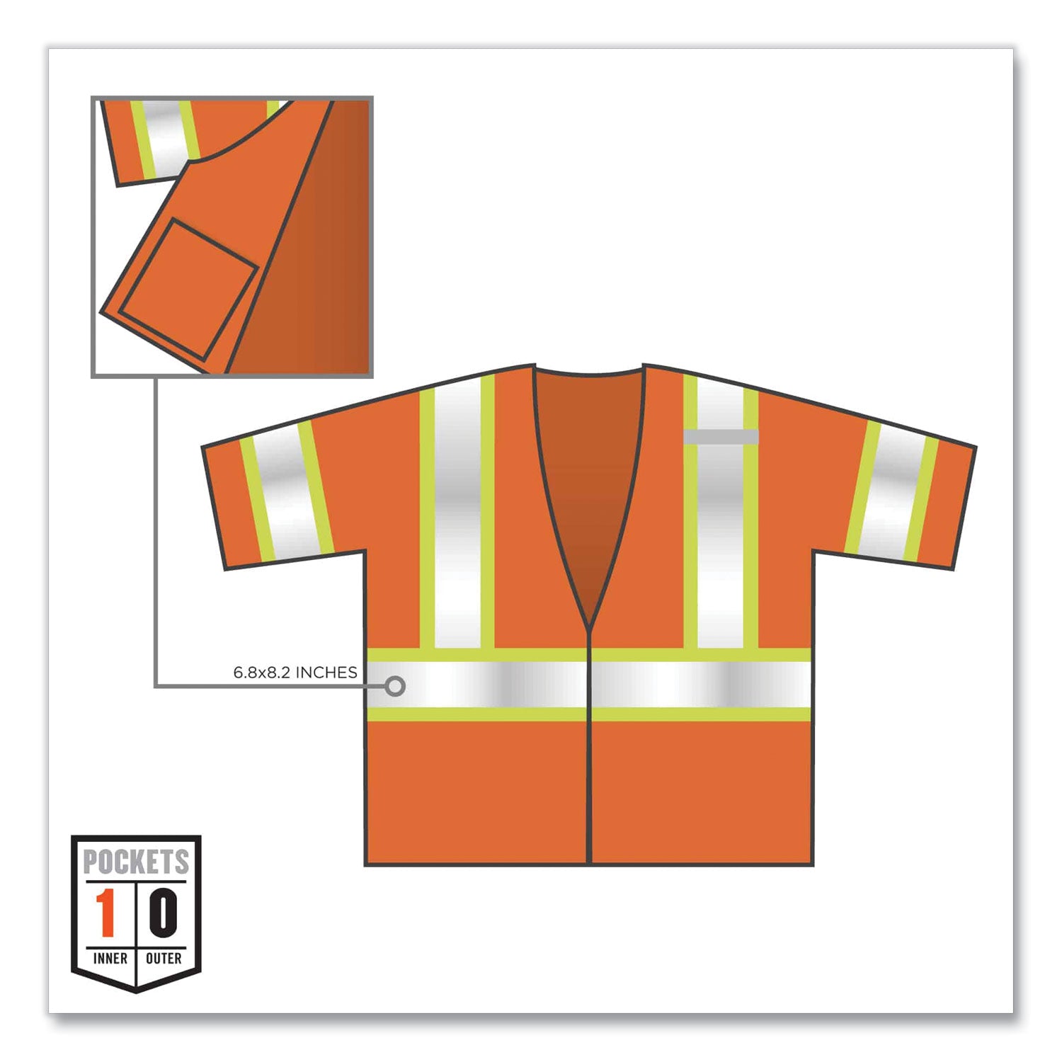 GloWear 8330Z Class 3 Two-Tone Zipper Vest, Polyester, 4X-Large/5X-Large, Orange, Ships in 1-3 Business Days
