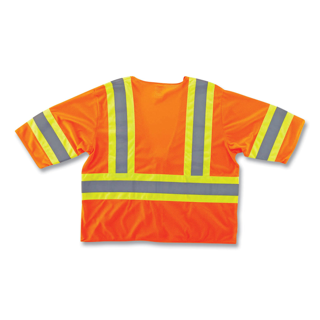 GloWear 8330Z Class 3 Two-Tone Zipper Vest, Polyester, Largel/X-Large, Orange, Ships in 1-3 Business Days