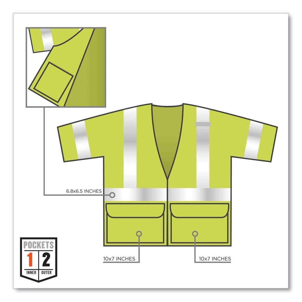 GloWear 8320Z Class 3 Standard Zipper Vest, Polyester, Small/Medium, Lime, Ships in 1-3 Business Days