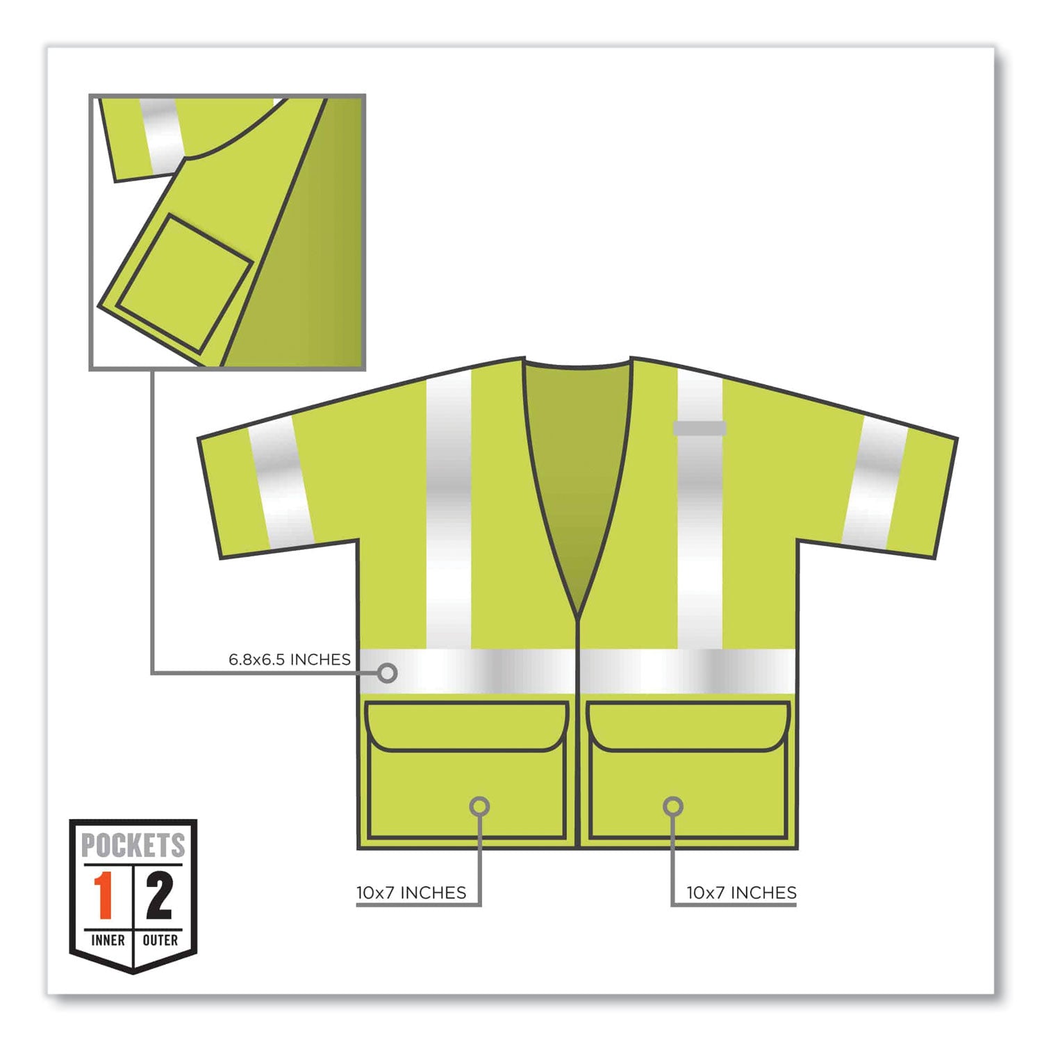 GloWear 8320Z Class 3 Standard Zipper Vest, Polyester, Small/Medium, Lime, Ships in 1-3 Business Days
