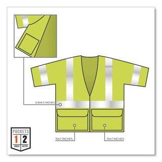 GloWear 8320Z Class 3 Standard Zipper Vest, Polyester, Small/Medium, Lime, Ships in 1-3 Business Days