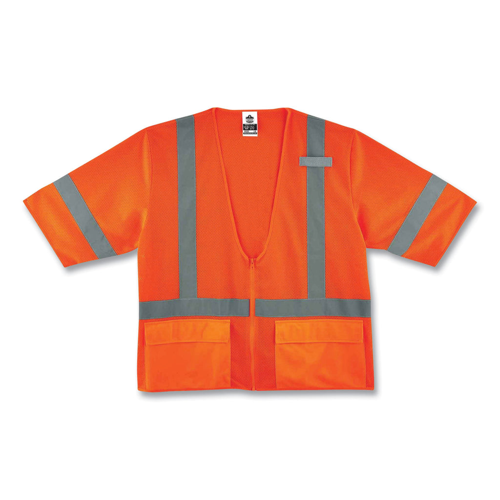 GloWear 8320Z Class 3 Standard Zipper Vest, Polyester, Small/Medium, Orange, Ships in 1-3 Business Days