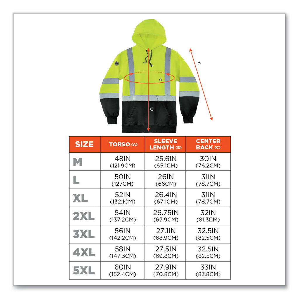 glowear-8373-hi-vis-class-3-hooded-with-sweatshirt-black-bottom-polar-fleece-lime-medium-ships-in-1-3-business-days_ego21883 - 3