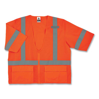GloWear 8320Z Class 3 Standard Zipper Vest, Polyester, 2X-Large/3X-Large, Orange, Ships in 1-3 Business Days