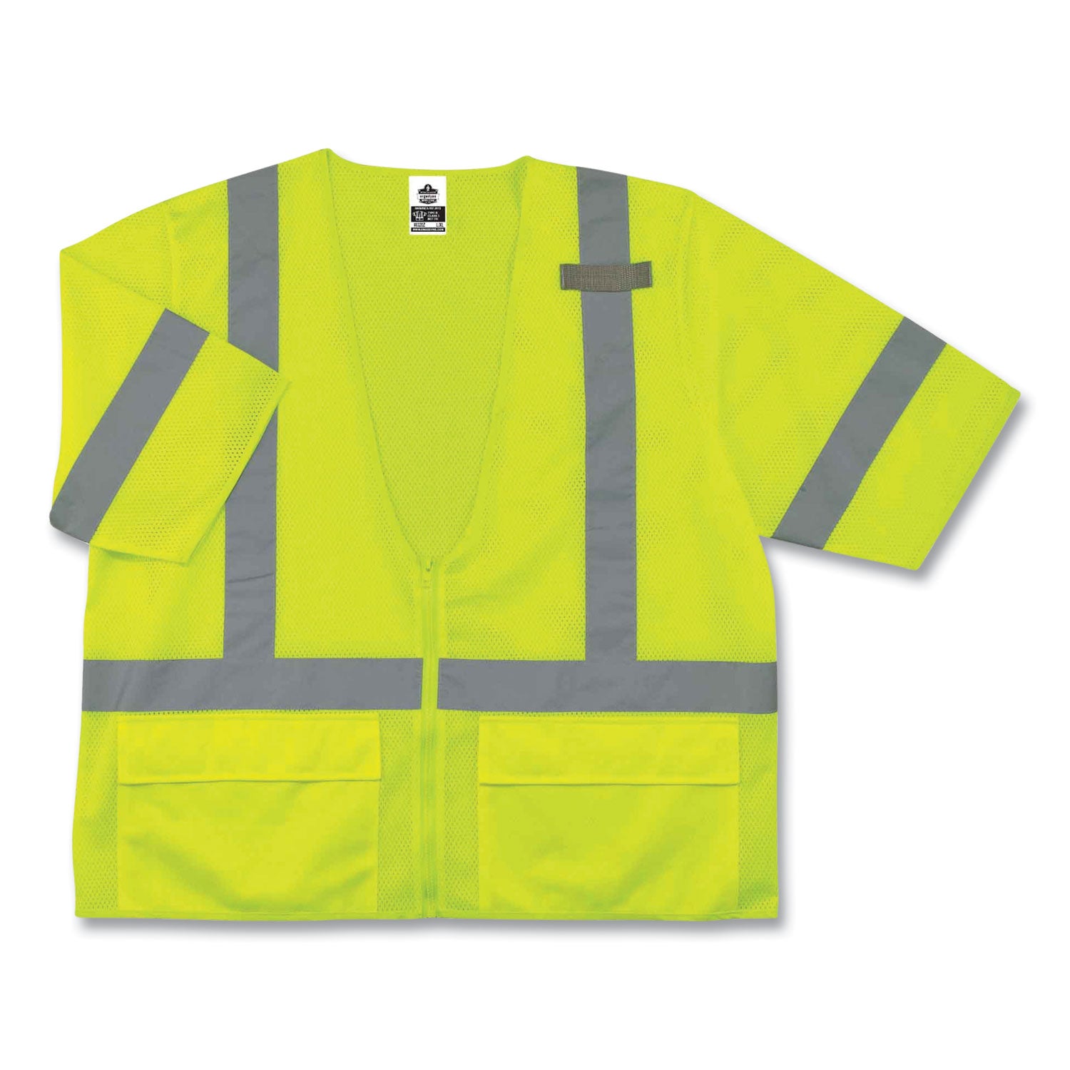 GloWear 8320Z Class 3 Standard Zipper Vest, Polyester, Small/Medium, Lime, Ships in 1-3 Business Days