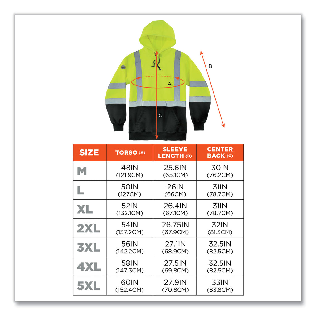 glowear-8373-hi-vis-class-3-hooded-with-sweatshirt-black-bottom-polar-fleece-lime-medium-ships-in-1-3-business-days_ego21886 - 2