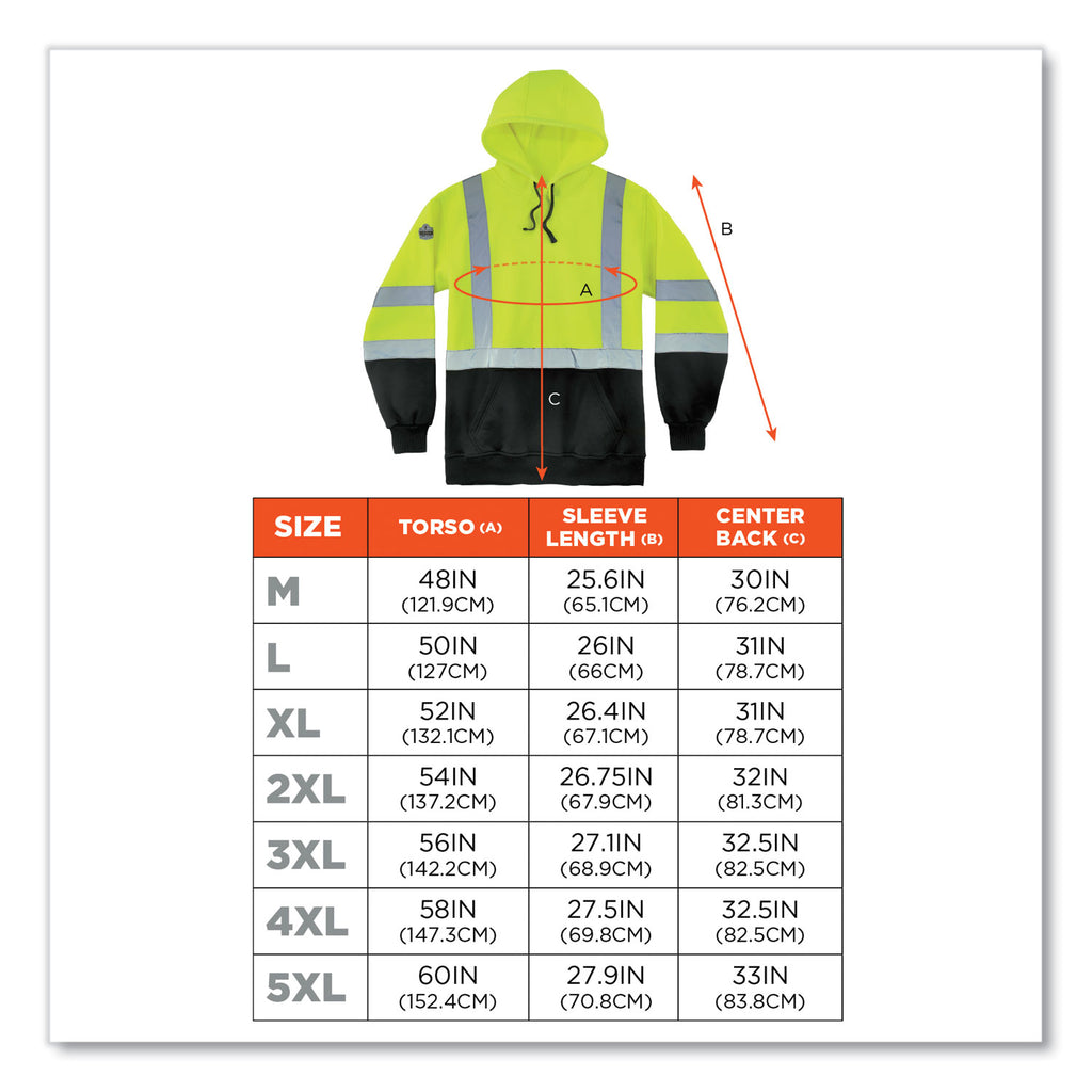 glowear-8373-hi-vis-class-3-hooded-with-sweatshirt-black-bottom-polar-fleece-lime-medium-ships-in-1-3-business-days_ego21885 - 3