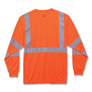 GloWear 8391 Class 3 Hi-Vis Long Sleeve Shirt, Polyester, Orange, 4X-Large, Ships in 1-3 Business Days