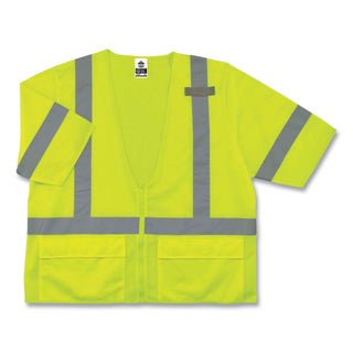 GloWear 8320Z Class 3 Standard Zipper Vest, Polyester, 4X-Large/5X-Large, Lime, Ships in 1-3 Business Days