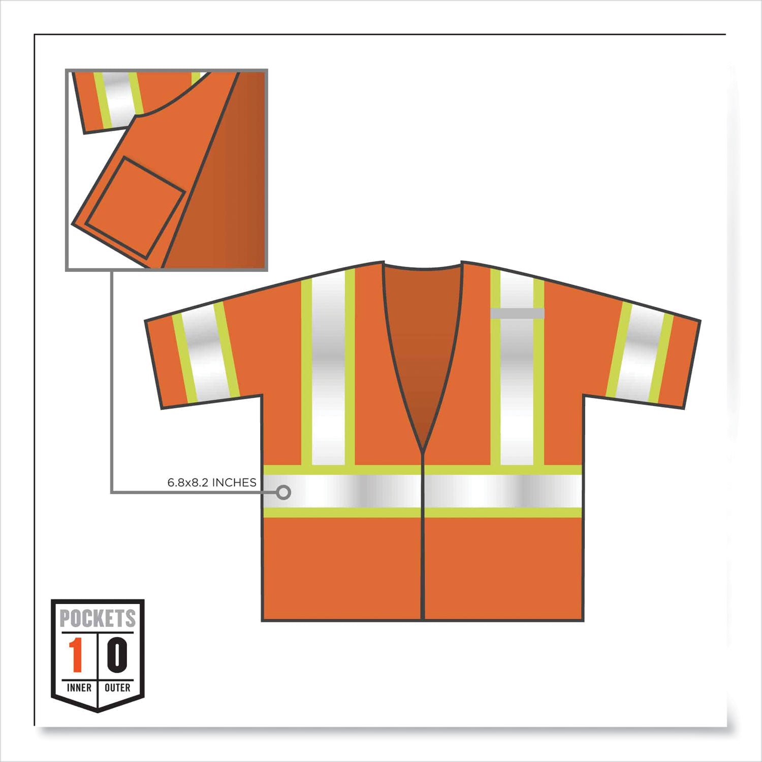 GloWear 8330Z Class 3 Two-Tone Zipper Vest, Polyester, 2X-Large/3X-Large, Orange, Ships in 1-3 Business Days