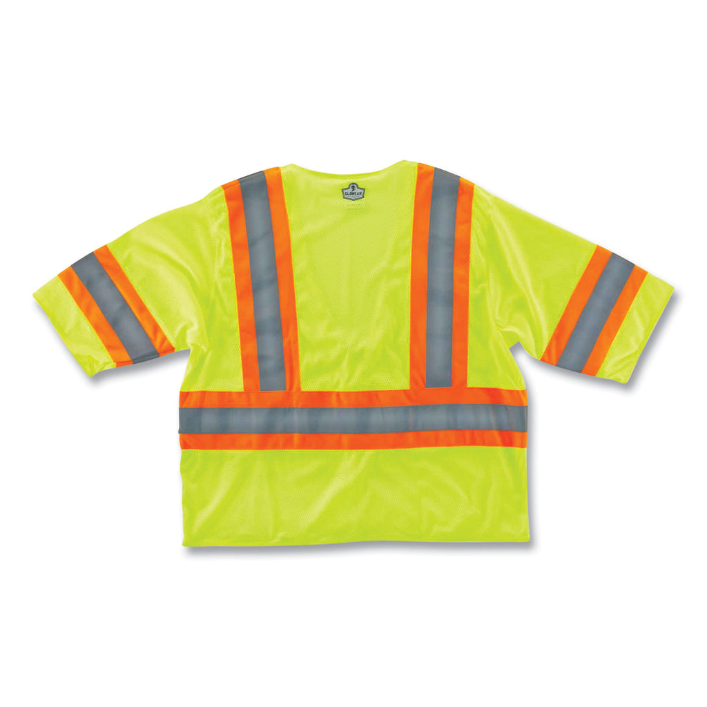 GloWear 8330Z Class 3 Two-Tone Zipper Vest, Polyester, Small/Medium, Lime, Ships in 1-3 Business Days