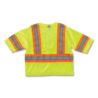 GloWear 8330Z Class 3 Two-Tone Zipper Vest, Polyester, Small/Medium, Lime, Ships in 1-3 Business Days