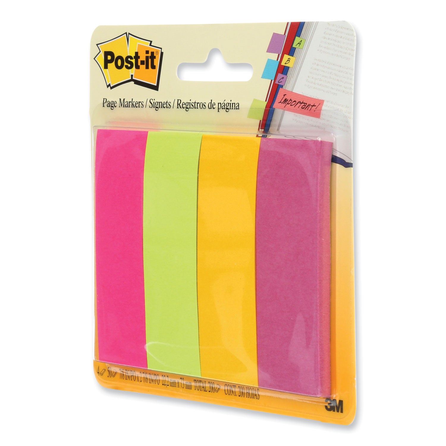 Page Flag Markers, Assorted Brights, 50 Flags/Pad, 4 Pads/Pack - 