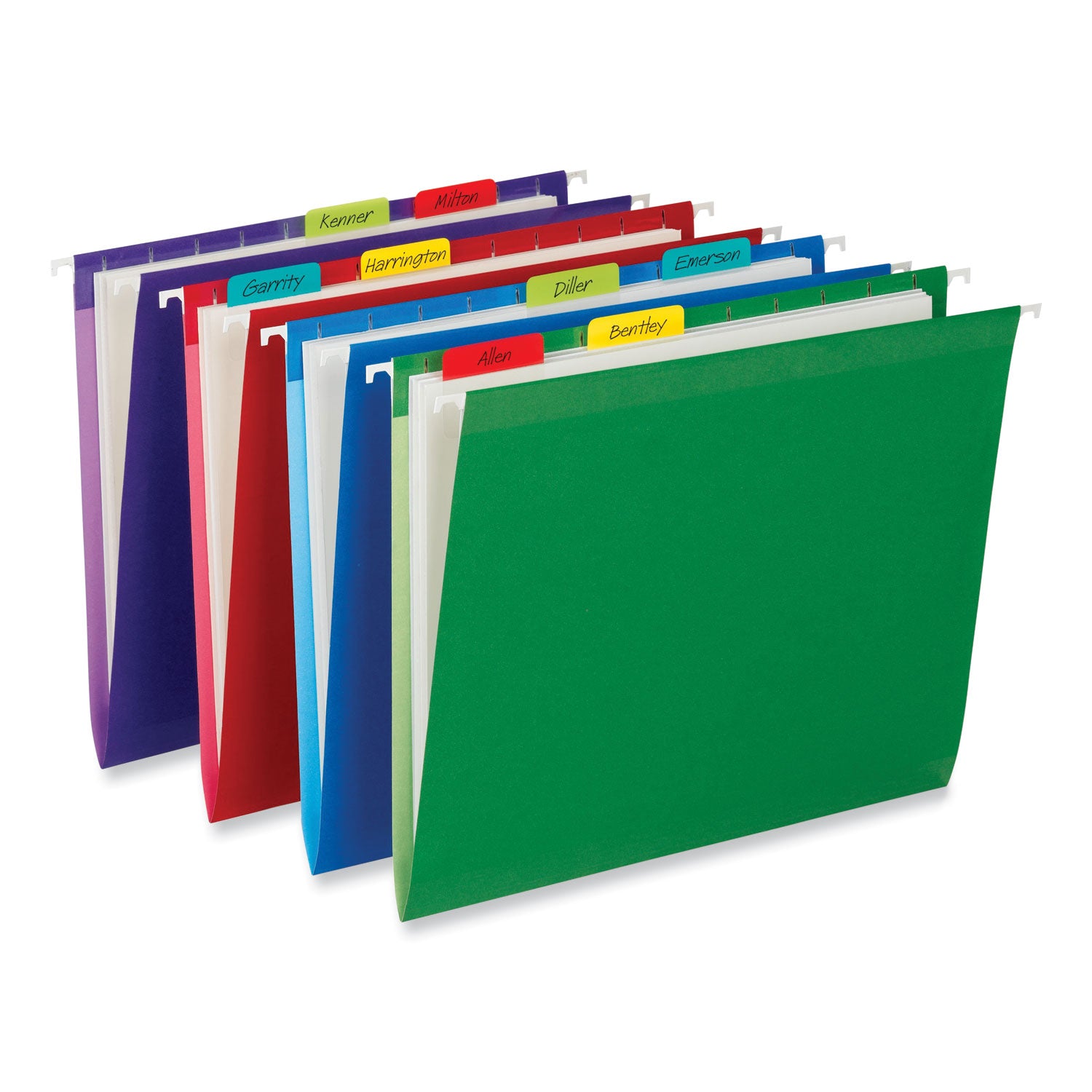 1" Plain Solid Color Tabs, 1/5-Cut, Assorted Colors, 1" Wide, 66/Pack