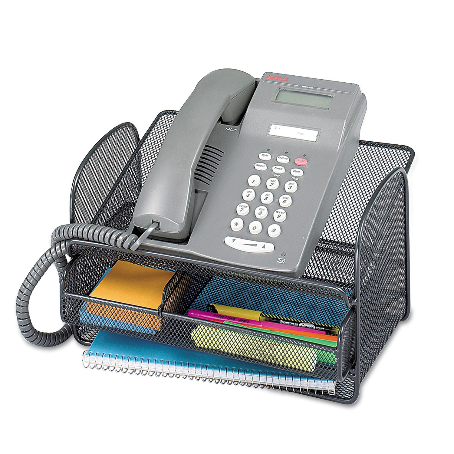 Onyx Angled Mesh Steel Telephone Stand, 11.75 x 9.25 x 7, Black - 