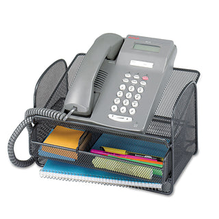 Onyx Angled Mesh Steel Telephone Stand, 11.75 x 9.25 x 7, Black - 