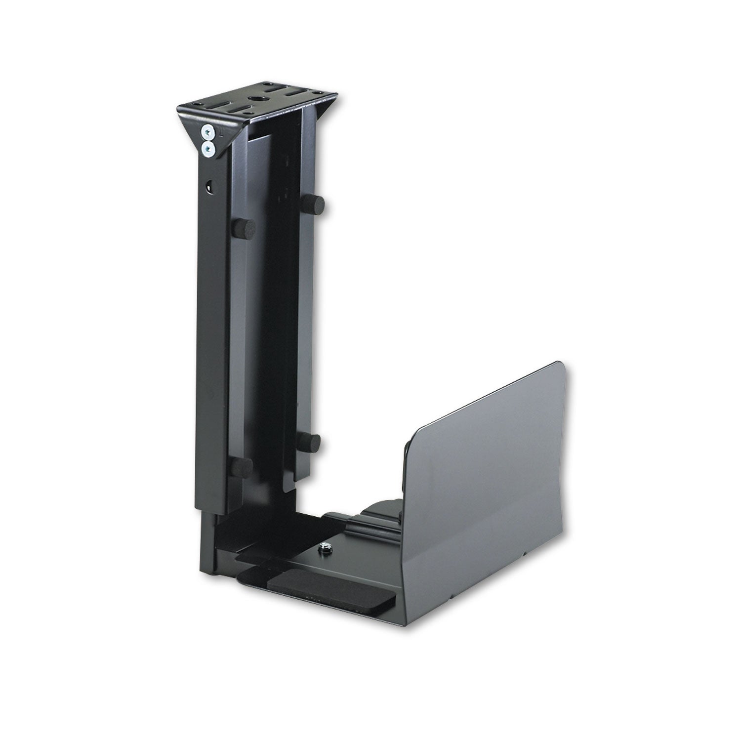 Ergo-Comfort Fixed-Mount Under Desk CPU Holder, Supports 60 lb, 7w x 9.5d x 14h, Black - 