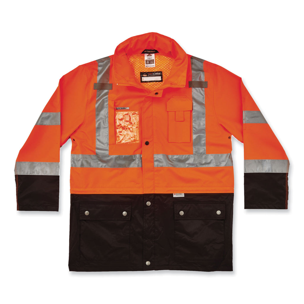 GloWear 8386 Class 3 Hi-Vis Outer Shell Jacket, Polyester, 5X-Large, Orange, Ships in 1-3 Business Days