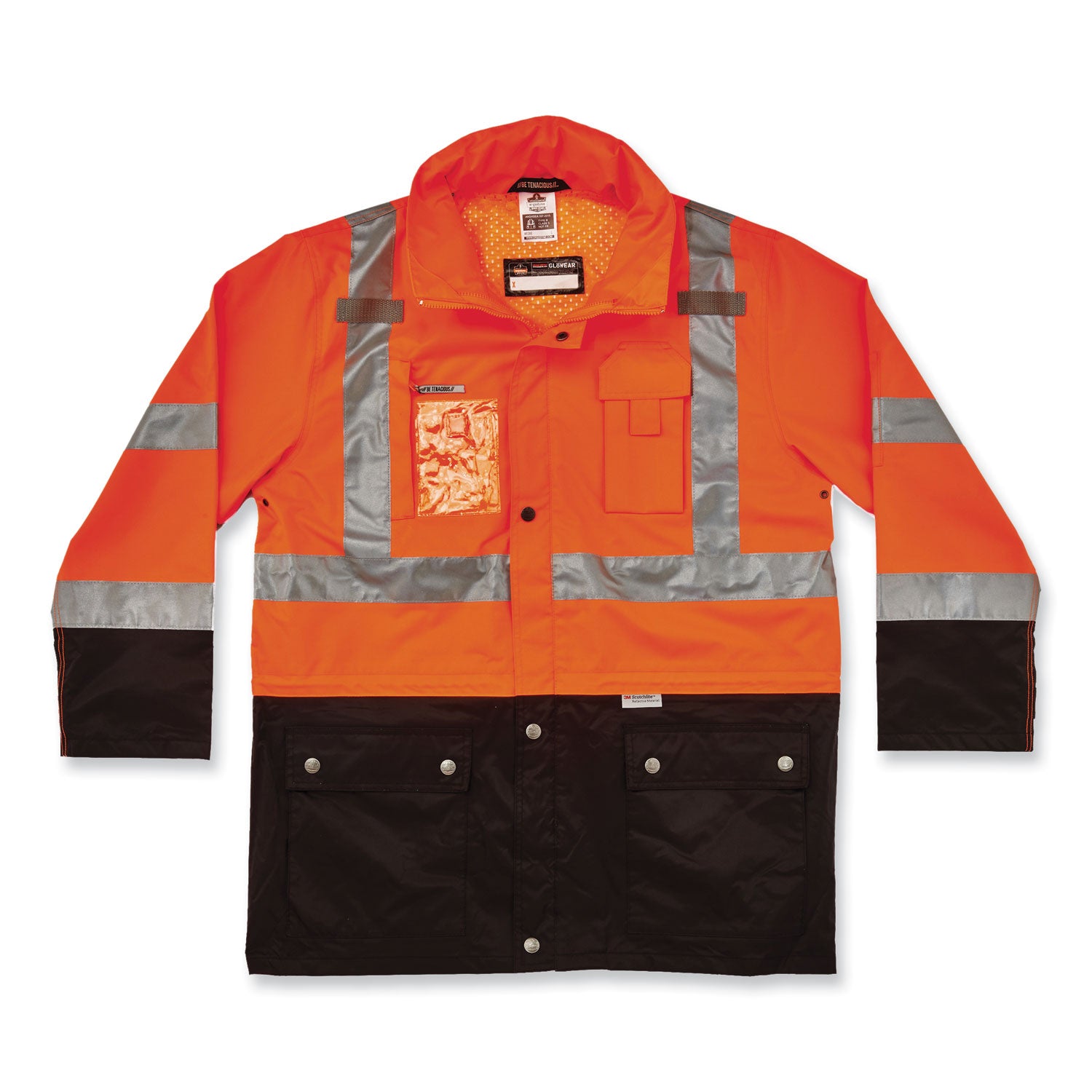 GloWear 8386 Class 3 Hi-Vis Outer Shell Jacket, Polyester, 5X-Large, Orange, Ships in 1-3 Business Days