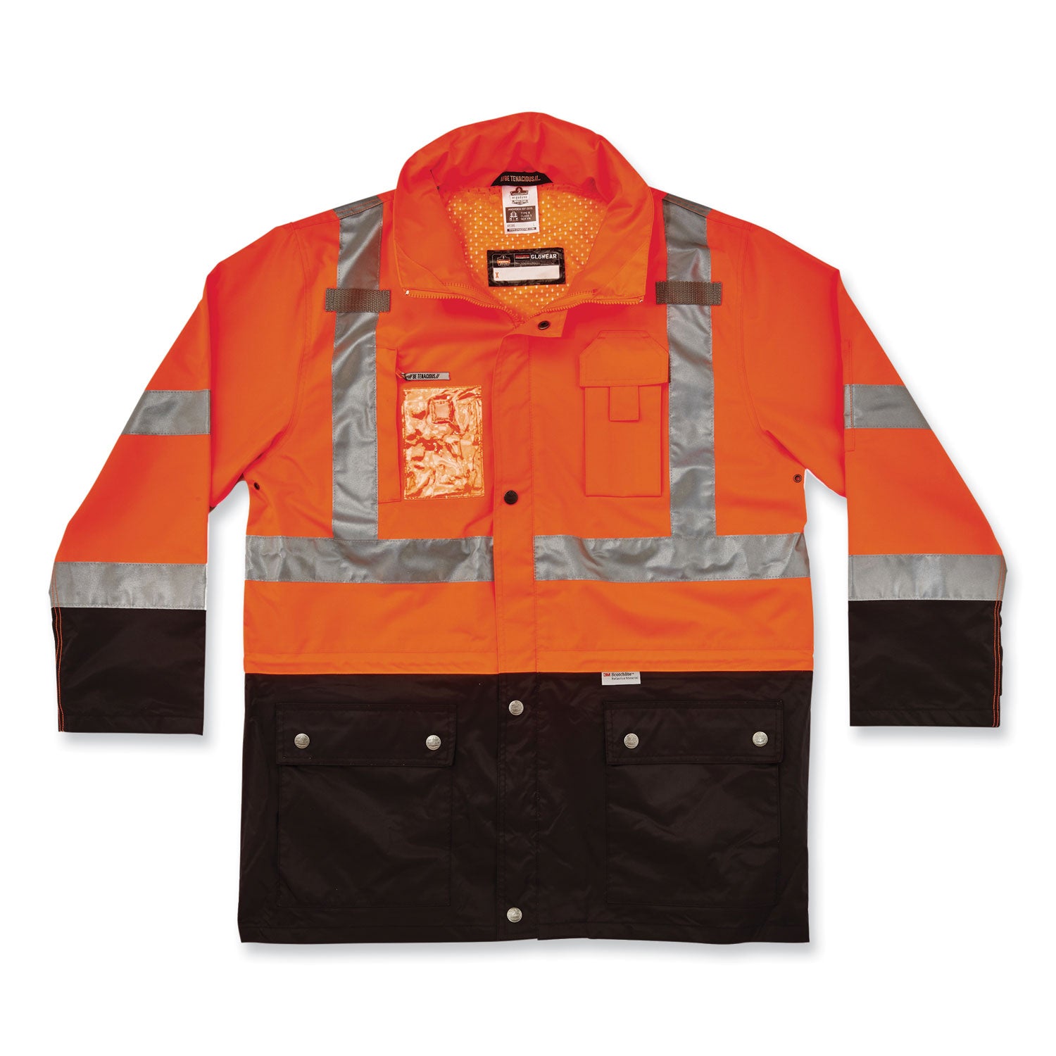 GloWear 8386 Class 3 Hi-Vis Outer Shell Jacket, Polyester, 3X-Large, Orange, Ships in 1-3 Business Days
