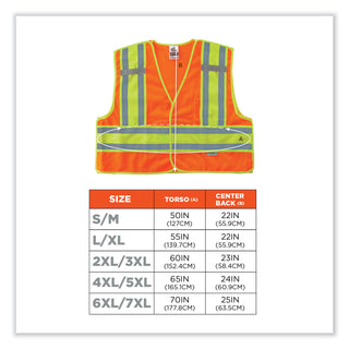 GloWear 8245PSV Class 2 Public Safety Vest, Polyester, Large/X-Large, Orange, Ships in 1-3 Business Days